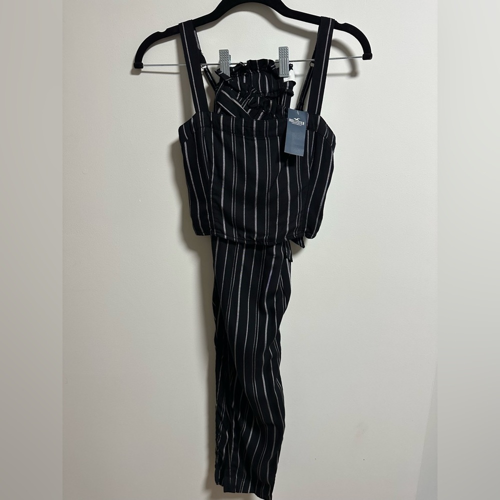 Hollister Navy Jumpsuit with White Stripes